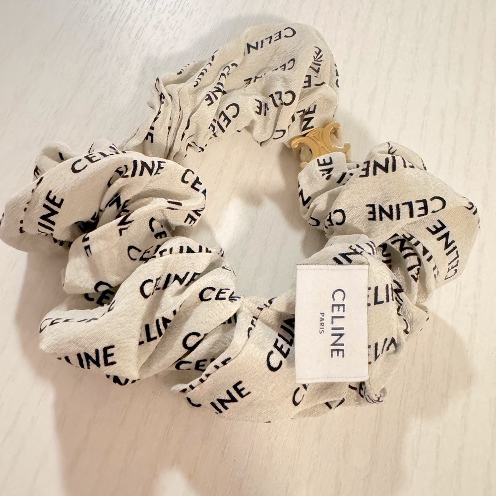 Celine Silk Logo Scrunchie
